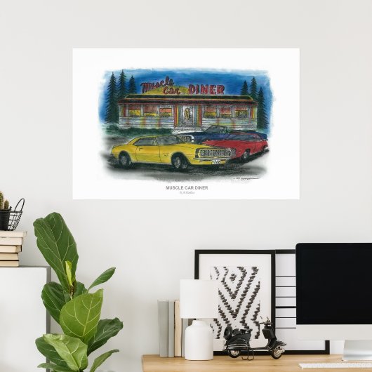 DINER VOOR MEERVOUDIGE AUTO'S POSTER (Thuiskantoor)