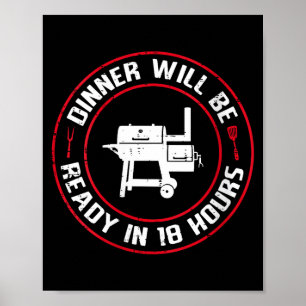 Diner voor vrouwen klaar over 18 uur bbq grappig poster