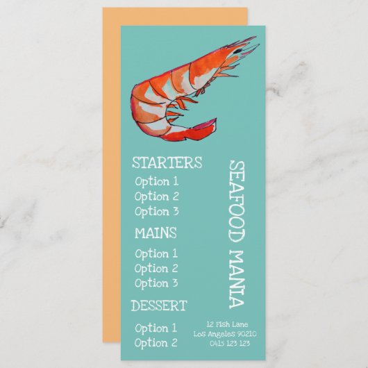 diner voor zeevruchten menu (Voorkant / Achterkant)