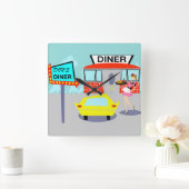 Diner Wall Clock uit 1950 Vierkante Klok (Huis)