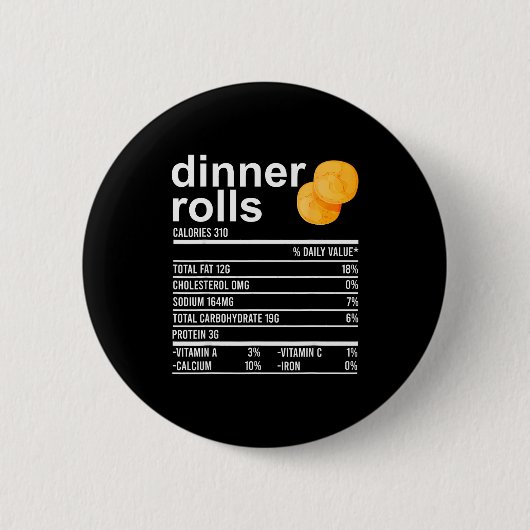 Dinerbroodjes Voedingswaarde Feiten Kleding Grappi Ronde Button 5,7 Cm (Voorkant)
