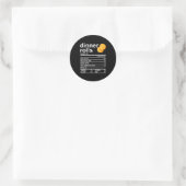 Dinerbroodjes Voedingswaarde Feiten Kleding Grappi Ronde Sticker (Tas)