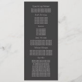 Dinerdecoratie, Restaurant Slimline Menu (Achterkant)