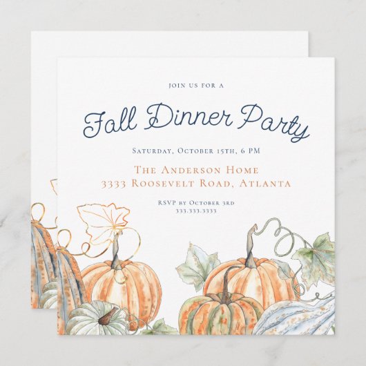 Dinerfeest in de herfst kaart (Voorkant / Achterkant)