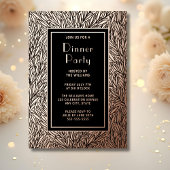 Dinerfeest Nodig Botanisch Zwart Elegant Roos uit Folie Uitnodiging