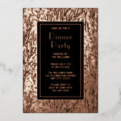 Dinerfeest Nodig Botanisch Zwart Elegant Roos uit Folie Uitnodiging (Voorkant)