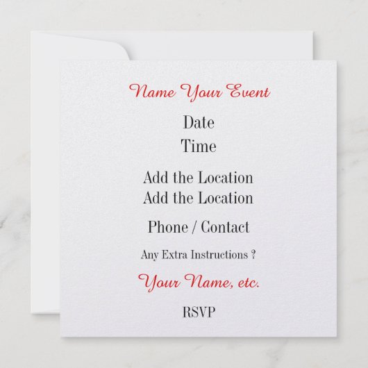 Dinerfeest / Uitnodiging voor speciale gelegenhede (Achterkant)