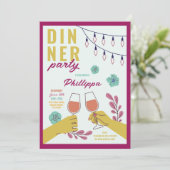 Dinerfeest Vrienden Verjaardag Wijnproeverij Lunch Kaart (Staand voorkant)