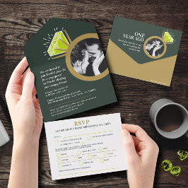 dinermeel voor de eerste huwelijksverjaardag all in one uitnodiging