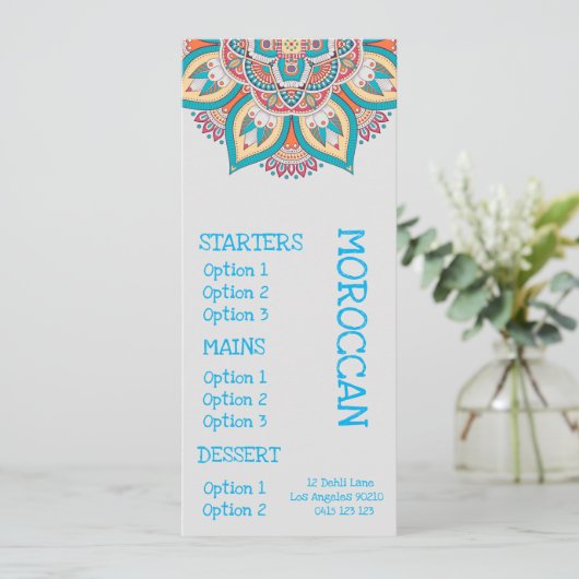 dinermenu Marokkaans restaurant Menu (Staand voorkant)