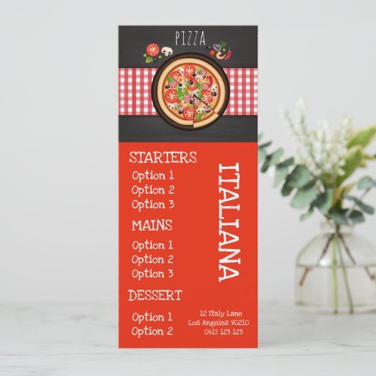 dinermenu pizza in het Italiaanse restaurant Menu (Staand voorkant)