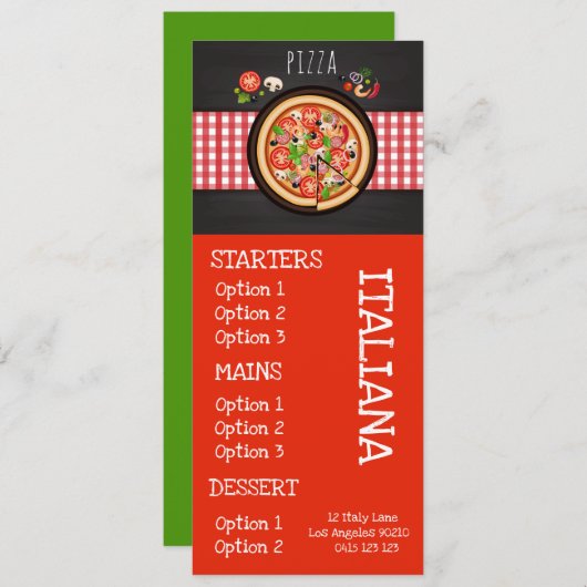 dinermenu pizza in het Italiaanse restaurant Menu (Voorkant / Achterkant)