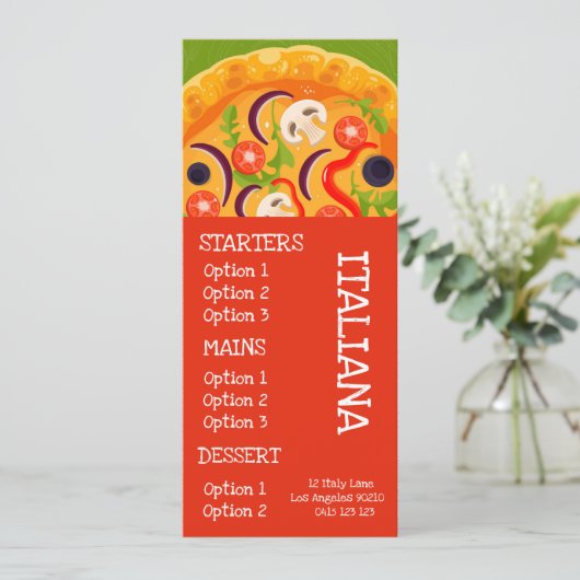 dinermenu pizza in het Italiaanse restaurant Menu (Staand voorkant)