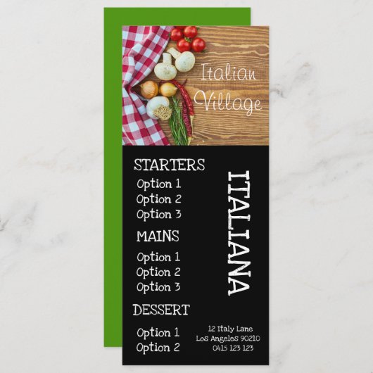 dinermenu pizza in het Italiaanse restaurant Menu (Voorkant / Achterkant)