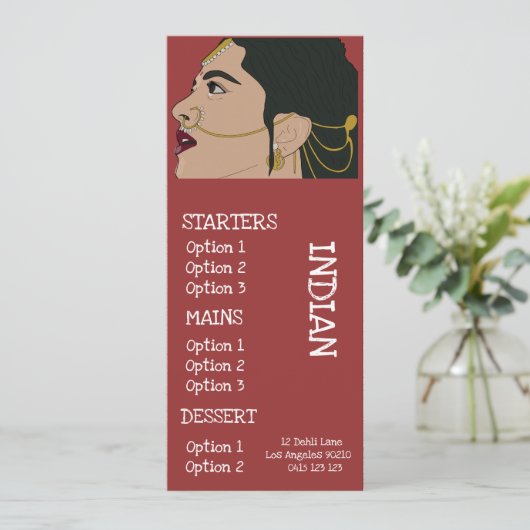 dinermenu van het Indiase restaurant Menu (Staand voorkant)