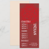 dinermenu van het Indiase restaurant Menu (Voorkant / Achterkant)