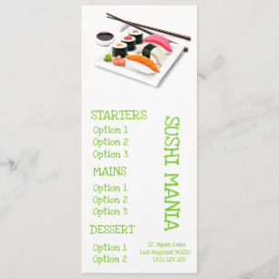 dinermenu van het Japanse restaurant Sushi Menu