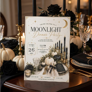 Dinerparty met maanlicht Halloween Feestdagenkaart