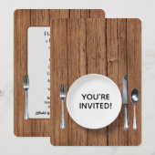 Dinerparty uitnodigen op eikenhout kaart (Voorkant / Achterkant)