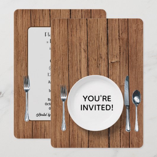 Dinerparty uitnodigen op eikenhout kaart (Voorkant / Achterkant)