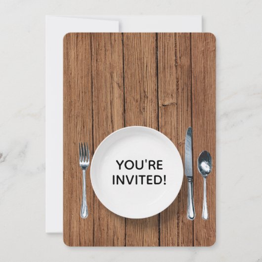 Dinerparty uitnodigen op eikenhout kaart (Voorkant)