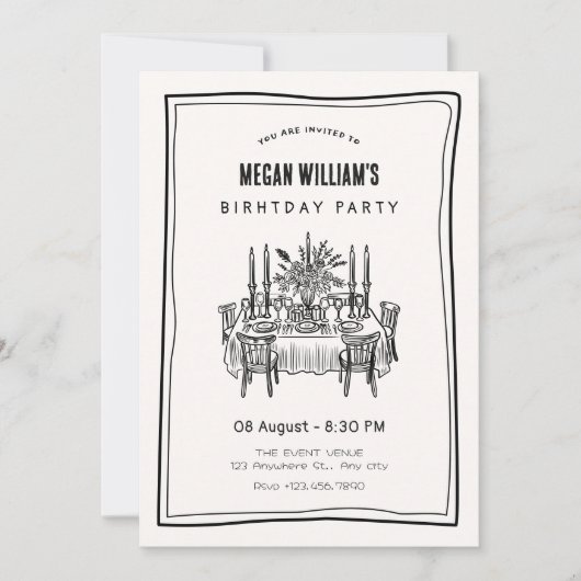 Dinertafel verjaardag kaart (Voorkant)