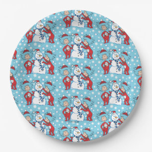 Ding 1 Ding 2 Sneeuwmanpatroon Papieren Bordje
