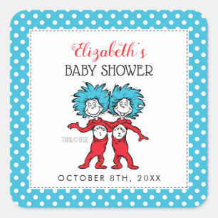 Ding 1 Ding 2 Tweeling Baby Shower Vierkante Sticker