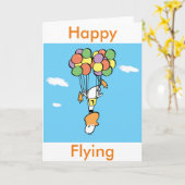 Ding Duck Balloon Cartoon Wenskaart Kaart (Gele Bloem)