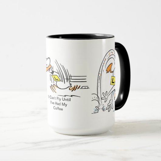 Ding Duck Flying Coffee Mok (Voorkant rechts)