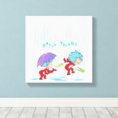 Ding Een Ding Twee Gelukkige Dingen Canvas Afdruk (Insitu (Houten vloer))