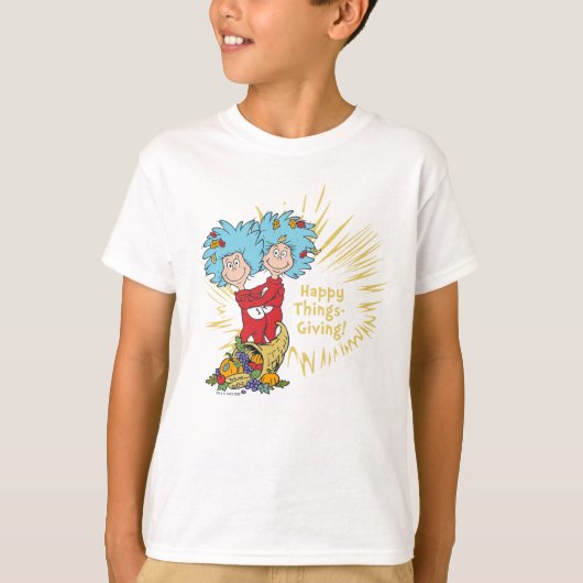 Ding één ding twee gelukkige dingen-geven! t-shirt (Voorkant)