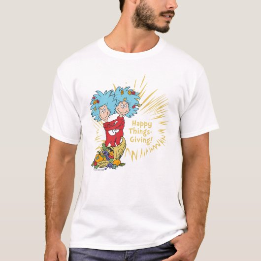 Ding één ding twee gelukkige dingen-geven! t-shirt (Voorkant)