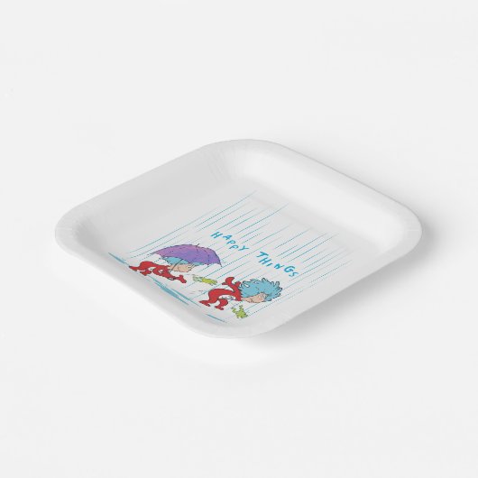 Ding Een Ding Twee Gelukkige Dingen Papieren Bordje (Gebogen)