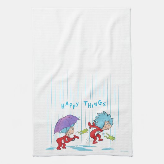 Ding Een Ding Twee Gelukkige Dingen Theedoek (Verticaal)