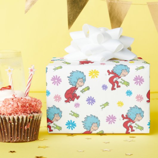 Ding Een Ding Twee Hoppy Frog Dingen Patroon Cadeaupapier (Verjaardagsfeest)