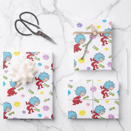 Ding Een Ding Twee Hoppy Frog Dingen Patroon Inpakpapier Vel (Voorkant)