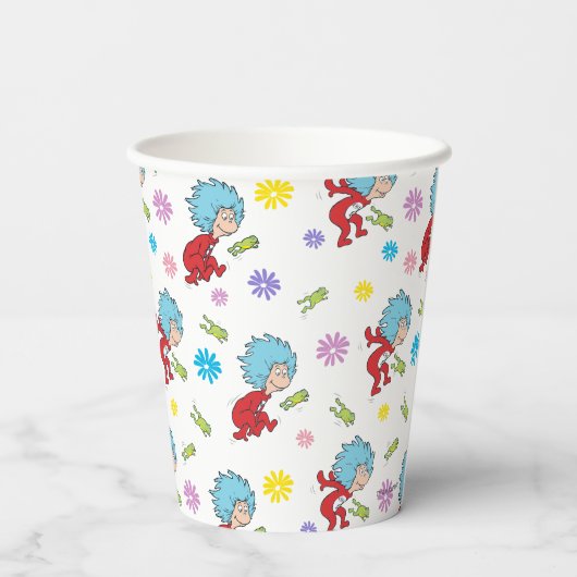 Ding Een Ding Twee Hoppy Frog Dingen Patroon Papieren Bekers (Achterkant)
