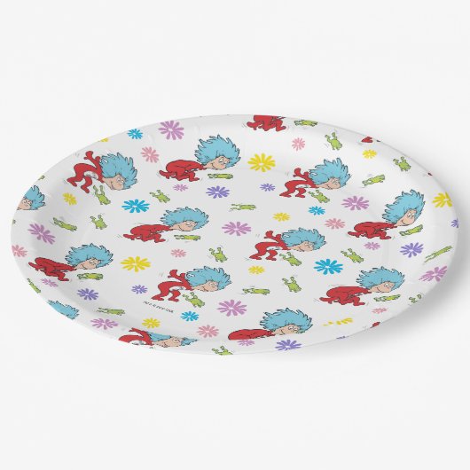 Ding Een Ding Twee Hoppy Frog Dingen Patroon Papieren Bordje (Gekanteld)