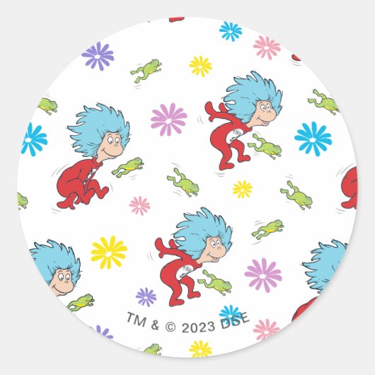 Ding Een Ding Twee Hoppy Frog Dingen Patroon Ronde Sticker (Voorkant)