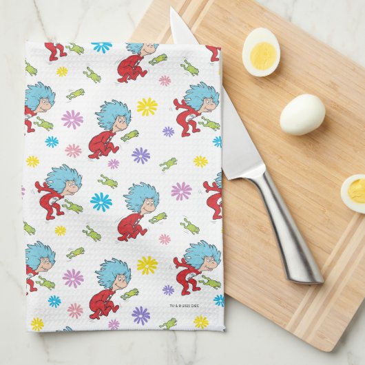 Ding Een Ding Twee Hoppy Frog Dingen Patroon Theedoek (Quarter Fold)