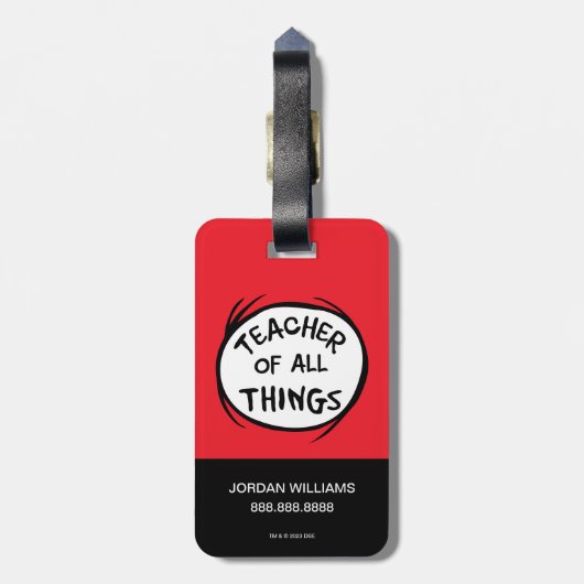 Ding één ding twee - leraar van alle dingen bagagelabel (Achterkant verticaal)