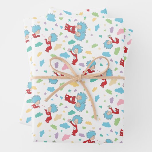 Ding één ding twee lieve dingen patroon inpakpapier vel (In situ)