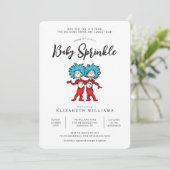 Ding Een Ding Twee | Rode Tweeling Baby Sprinkle Kaart (Staand voorkant)