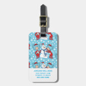 Ding één ding twee sneeuwman patroon bagagelabel (Voorkant verticaal)