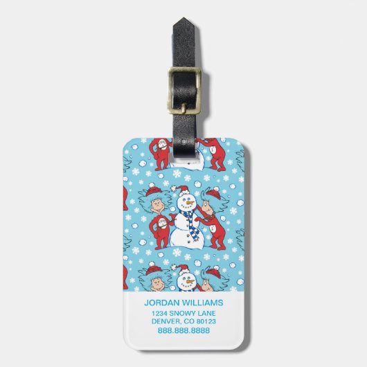 Ding één ding twee sneeuwman patroon bagagelabel (Voorkant verticaal)