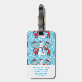 Ding één ding twee sneeuwman patroon bagagelabel (Achterkant verticaal)