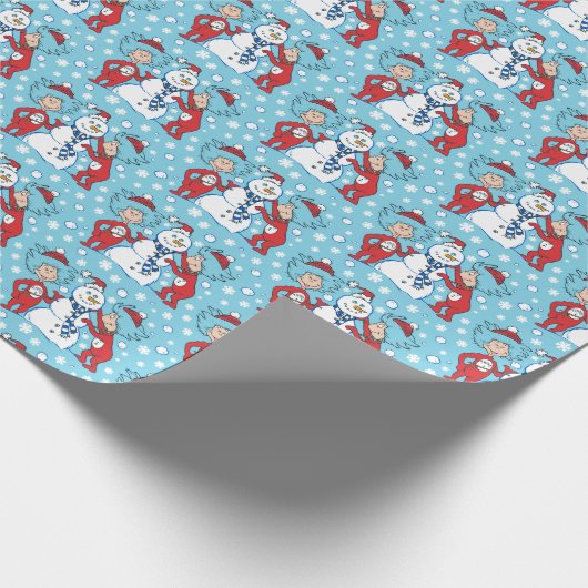 Ding één ding twee sneeuwman patroon cadeaupapier (Hoek)