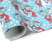 Ding één ding twee sneeuwman patroon cadeaupapier (Rol Hoek)