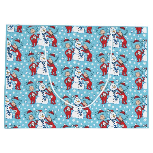 Ding één ding twee sneeuwman patroon groot cadeauzakje (Achterkant)